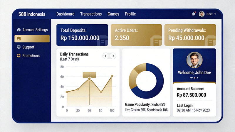 Tampilan antarmuka dashboard M88 Indonesia yang ramah pengguna